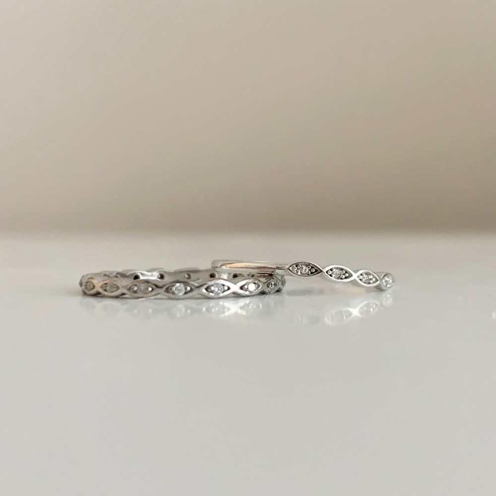 2 silver minimalist stackable rings size 6